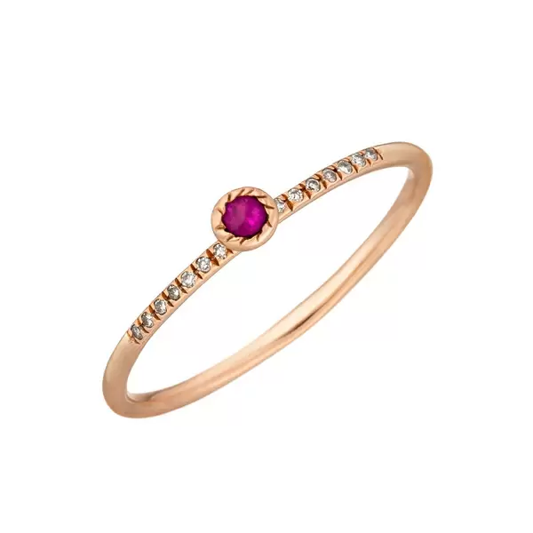 Leaf Jewelry Verlobungsring Petite, Ruby, 14 K Rosegold